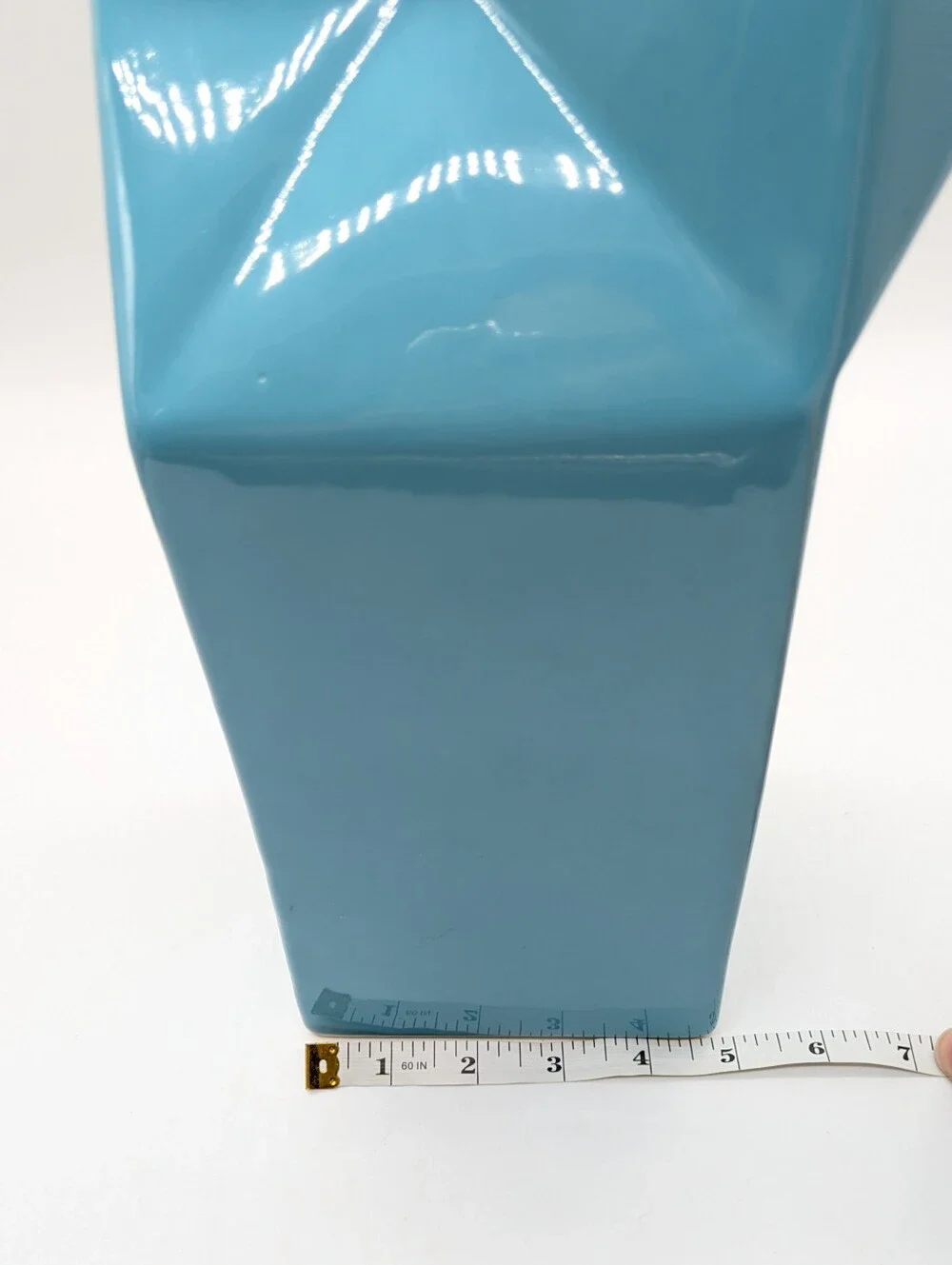 Large Blue Ceramic Novelty Milk Carton Vase